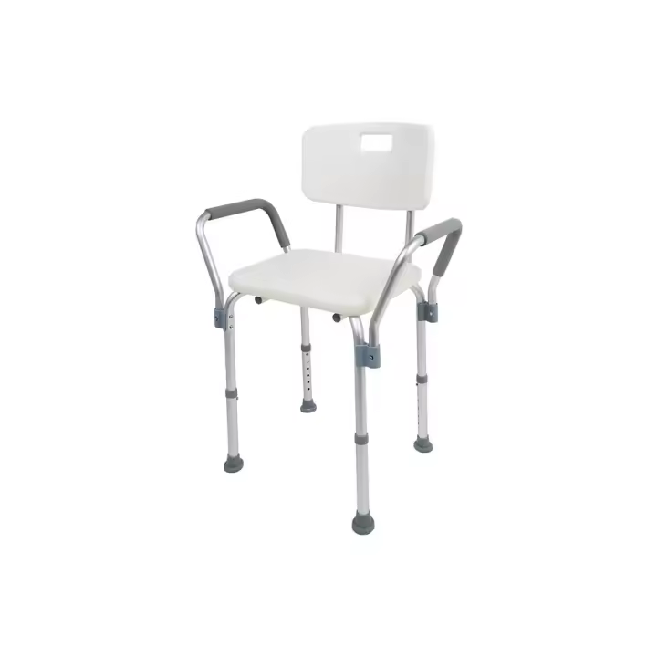 Sanitec Banqueta de Ducha de Aluminio con Respaldo y Asideros Laterales - 1