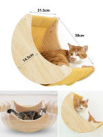Estante Para Gato De Madera En Forma De Luna Colgante Montado En La Pared Con Hamaca Cama De Actividad Para Gatos Internos Soporte De Dormir Y Jugar - details 4