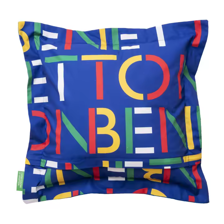Cushion 40x40 cm 300gr, 100% cotton blue with multicolor logo CASA BENETTON - 1