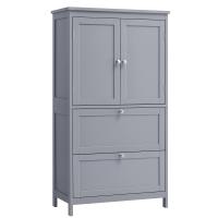 Armario de baño con gran espacio de almacenamiento, mueble con 2 cajones y 2 puertas, estante ajustable, versátil para cocina y almacenaje - details 6