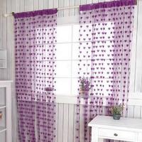 Cortina De Voile Con Patrón De Corazón Y Decoración De Cordón Para Sala De Estar Dormitorio Divisor De Puerta Translúcida Moderna - details 2