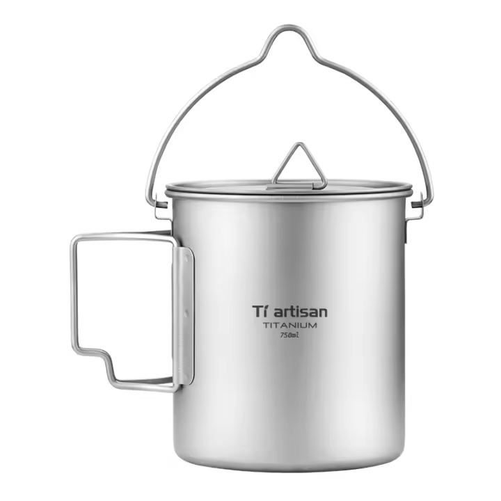 Tiartisan Taza De Café De Titanio Plegable 750ml Con Tapa Para Camping Y Senderismo Ultraligera Portátil Con Bolsa De Malla - 1
