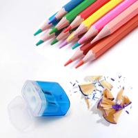 4 sacapuntas, sacapuntas de lápiz manual con cubierta Sacapuntas de lápiz de doble agujero manual para niños estudiantes Escuela Hogar Oficina suministro - details 3