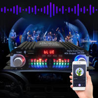 Amplificador Digital De 4 Canales 1600W Pico Potencia HiFi Sonido Mini HIFI Estéreo Con Bluetooth USB FM Compatible Mini Amplificador De Audio - details 1