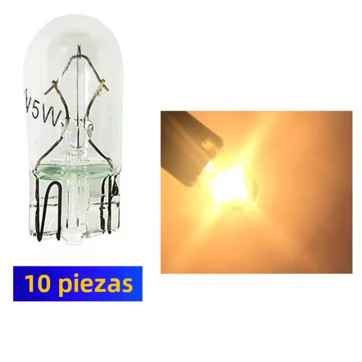 10pcs Lámparas Halógenas T10 W5W 168 194 158 Para Coche Luz De Placa De Matrícula Instrumentos Lámpara De Lectura Luz De Aclaración 12v 5w Universal - 1