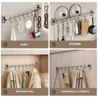 Gancho De Pared Organizador De Cocina Porta Utensilios Cuchillo Soporte Para Tapa De Olla Y Cuchara Almacenamiento De Toalla De Baño Y Ropa - details 2