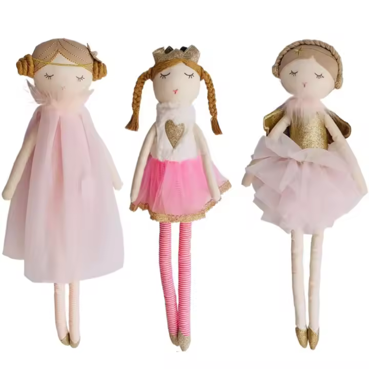 Muñeca De Peluche Rosa 50CM Con Corona Princesa Niña Suave Decoración Para Hogar Regalo De Cumpleaños Para Niñas Estilo Nórdico - 1
