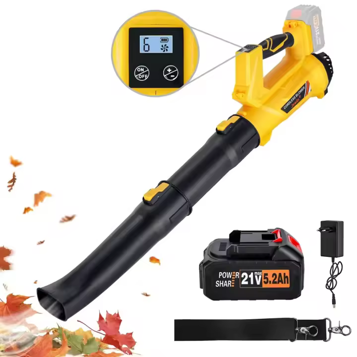 Soplador de Hojas de Litio con 6 Velocidades de Ajuste Pantalla Digital Soplador de Nieve Soplador de Alta Potencia Soplador Motorizado Industrial para  Makita Interfac - 1