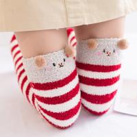Medias Altas De Invierno Para Mujer Con Estampado De Animales De Dibujos Animados Terciopelo Coral De Felpa Grueso Medias Altas a La Rodilla Con Rayas - details 4