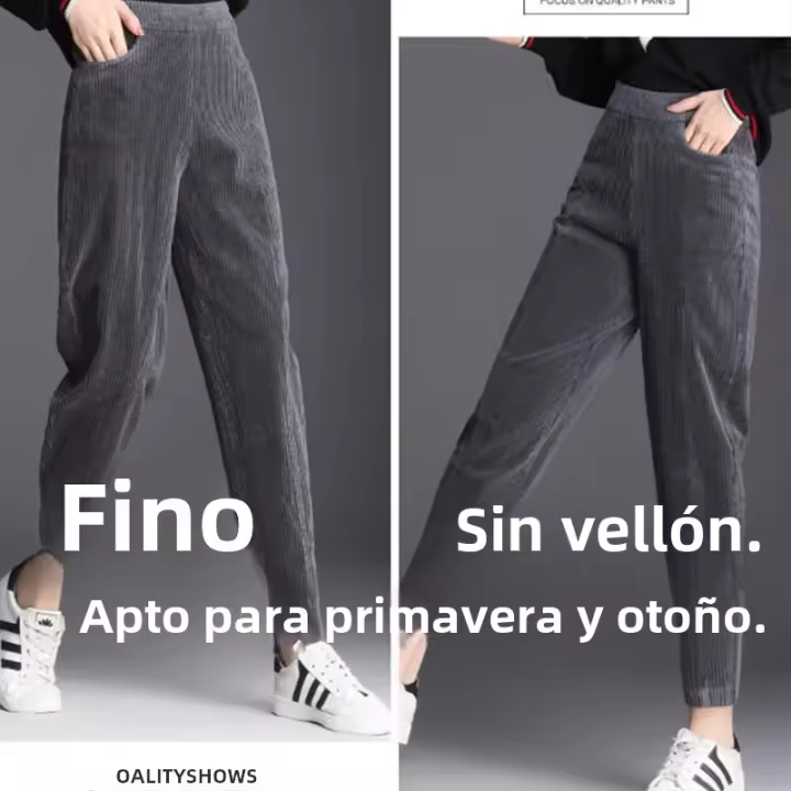 Pantalones Casuales De Cordón Para Mujer Gruesos Y Cálidos Leggings De Otoño E Invierno De Alta Cintura Estilo Harem Talla Alta Elasticidad Ajuste Regular Largo Hasta La Rodilla - 1
