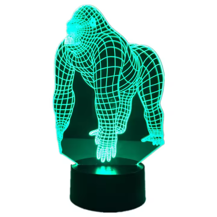 Lámpara LED USB 3D De Animales Orangután Gorila Champanéez Con Control Remoto Cambio De Colores 16 Ilusión De Humor Decoración De Mesa Luz Nocturna - 1