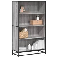 vidaXL Estantería madera de ingeniería 80,5x35x139 cm en color Roble ahumado/Negro/Marrón roble y más | almacenamiento funcional diseño moderno para baño dormitorio sala - details 3
