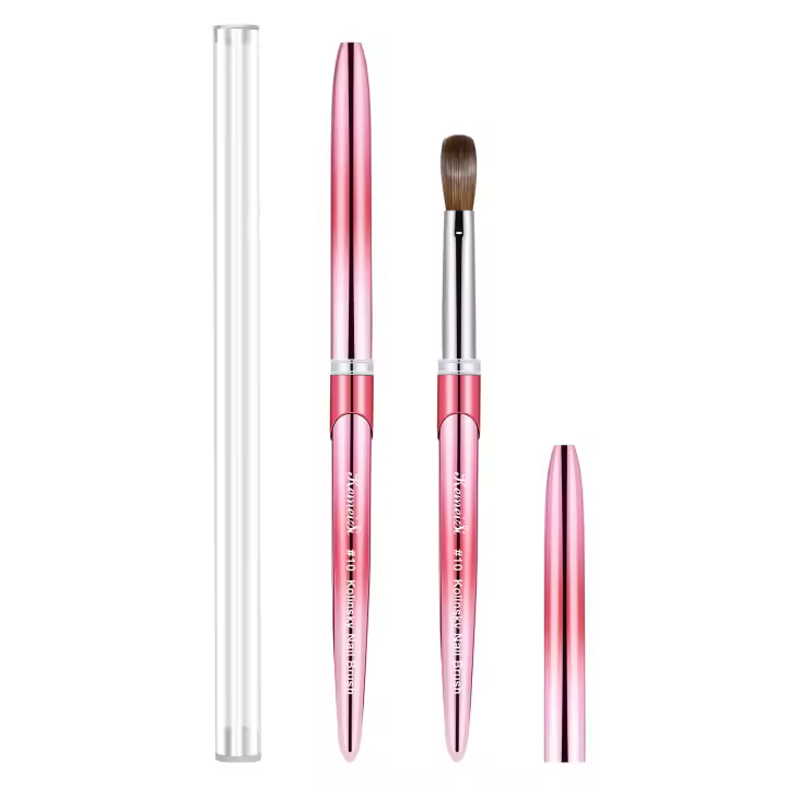 Pincel De Acrílico Kolinsky Sable Para Manicura Y Dibujo En Uv Gel Carving Pincel Crimpado Para Polvo Líquido Herramientas De Arte Hot Pink - 1
