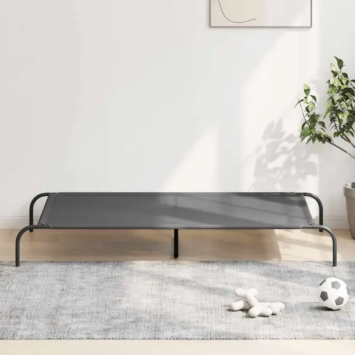 Cama elevada para perros gris 150x90x20 cm textilene y acero - 1
