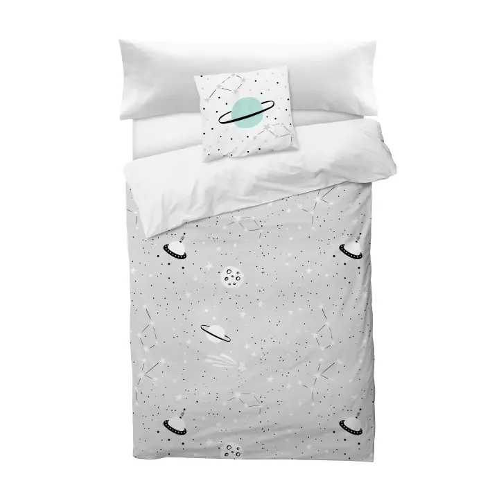 BOHEME -  Funda Nórdica Cuna 100% Algodón Universe Grey 115X145 - Suavidad y Estilo - 1