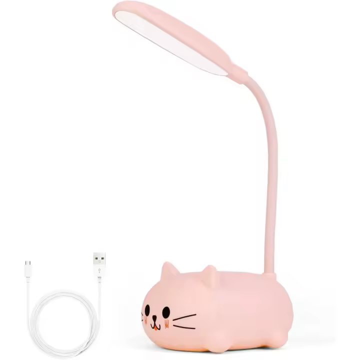 Mini Lámpara de Escritorio LED para Niños Luz Nocturna de Gato Lindo Luz de Mesa de Cuello de CISNE - 1