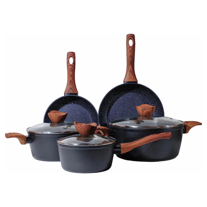 LA MOUSTACHE Batería de Cocina 8 Piezas CALLAO de Aluminio Fundido con Titanio para Todo Tipo de Cocinas, Incluso Inducción