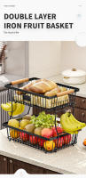 Cesta De Frutas Y Verduras De Metal Con Gancho Y Mango De Madera Organizador Desmontable Y Plegable Para Cocina - details 0