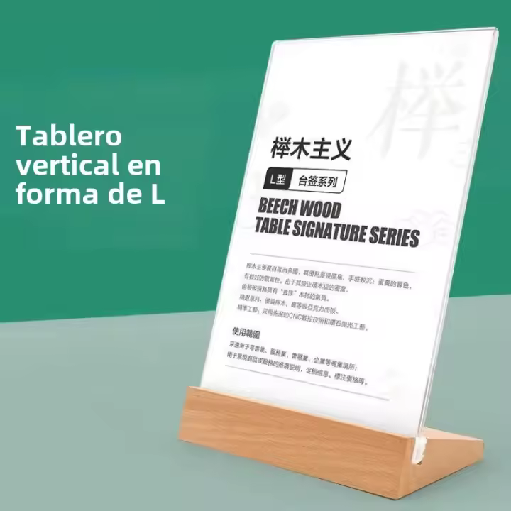Soporte De Madera Para Tabla Carteles Doble Cara A4 A5 A6 Forma L Y T Para Exposición Y Escritura No Magnético - 1