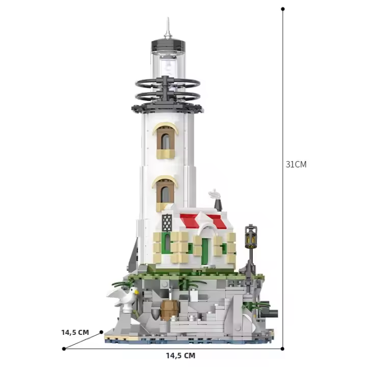Bloques De Construcción Eléctricos Lighthouse 1092PCS Faro Iluminado Con Casa De Pescador Juguetes Educativos Para Niños Decoración De Escritorio Regalos Para Niños Y Adultos - 1