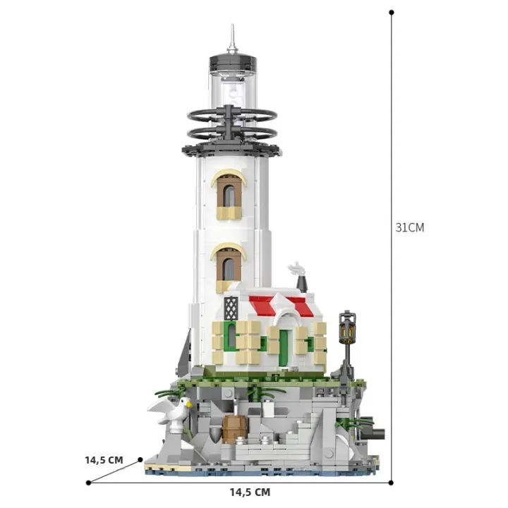 Bloques De Construcción Eléctricos Lighthouse 1092PCS Faro Iluminado Con Casa De Pescador Juguetes Educativos Para Niños Decoración De Escritorio Regalos Para Niños Y Adultos - 1