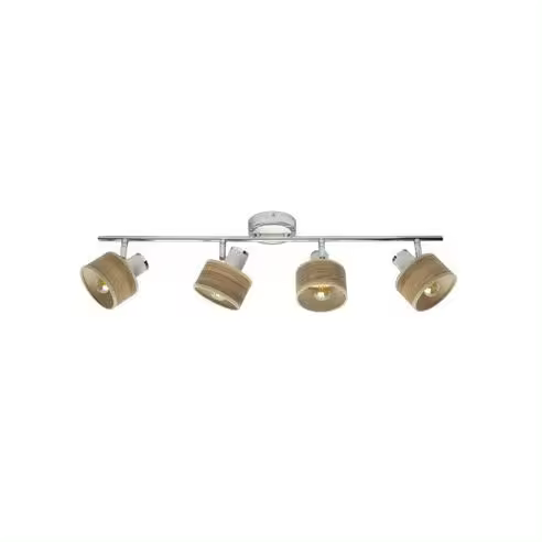 FABRILAMP Regleta Nando 4xe14 Cromo-blanco/madera Clara Focos Orientables 16x73x10 Cm - Diseño Moderno - 1