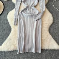 Vestido Largo De Mujer Con Cuello En V Y Manga Larga Blanco Elegante Con Cierre De Lazos Estilo Callejero Alta Moda Para Otoño Y Playa - details 25