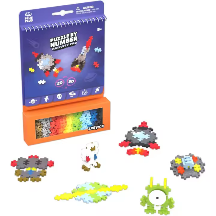 Plus-Plus Activity Pad Espacio | 125 piezas | Juego de bloques de construcción para figuras 2D y 3D | Bloques de construcción creativos para niños a partir de 5 años - 1