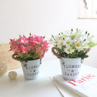 Maceta De Flores Artificiales Estilo Vintage Para Decoración De Oficina Y Hogar Rosa Roja Flor Artificial Potted Plant - details 0