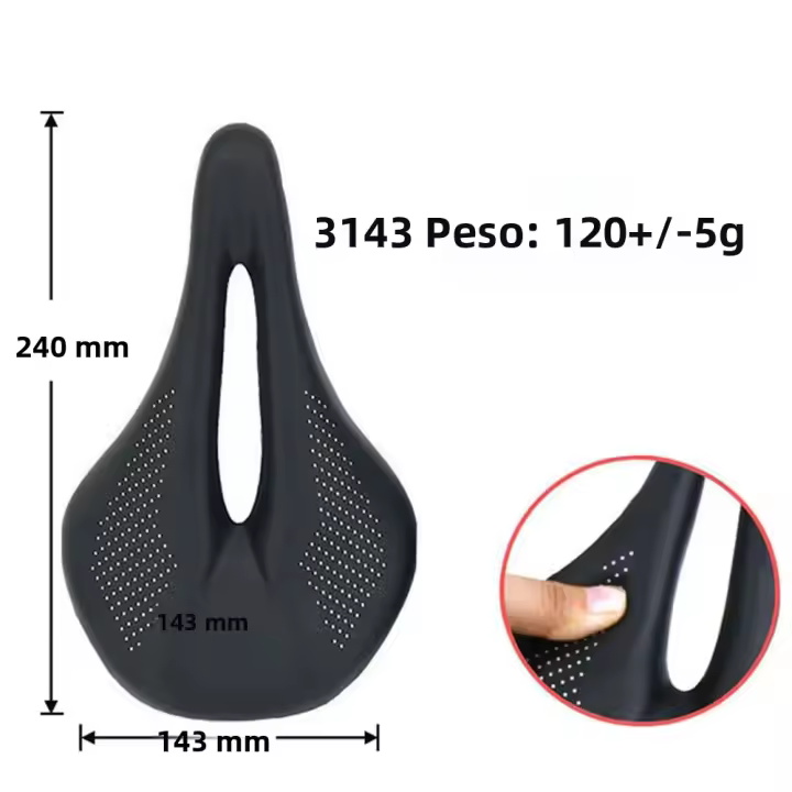 Sillín De Bicicleta ELITA ONE Carbon Súper Ligero De Cuero Y Carbono Para MTB/Road 96g Tamaño 240x143mm Para Hombres - 1