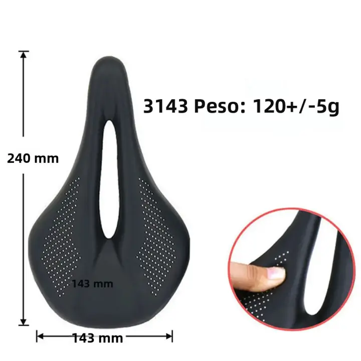 Sillín De Bicicleta ELITA ONE Carbon Súper Ligero De Cuero Y Carbono Para MTB/Road 96g Tamaño 240x143mm Para Hombres - 1