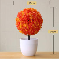 Arbusto Artificial De Bonsái Sakura En Maceta Pequeño Árbol Miniatura De Hojas Verdes Decoración De Flor De Bola De Nieve Simulación Para Escritorio - details 0