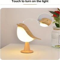 Lámpara De Noche LED Táctil Con Colores Madera Y Pájaro Recargable Para Dormitorio Oficina Estudio Decoración Luz De Lectura - details 6