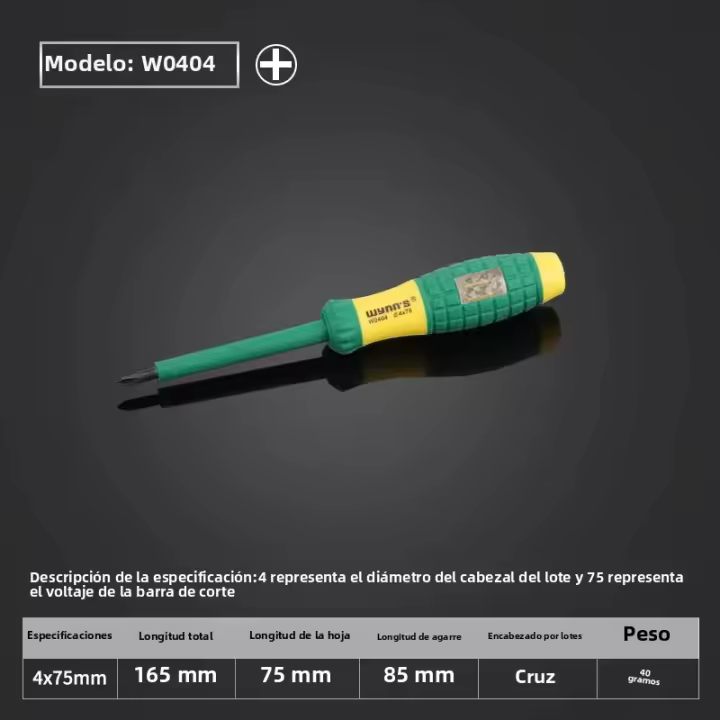 WYNN'S Prueba De Voltaje Destornillador Multifuncional Con Pluma De Prueba Para Electricista Herramienta De Mano Con Mango Antideslizante Material De Acero Cromo-vanadio - 1