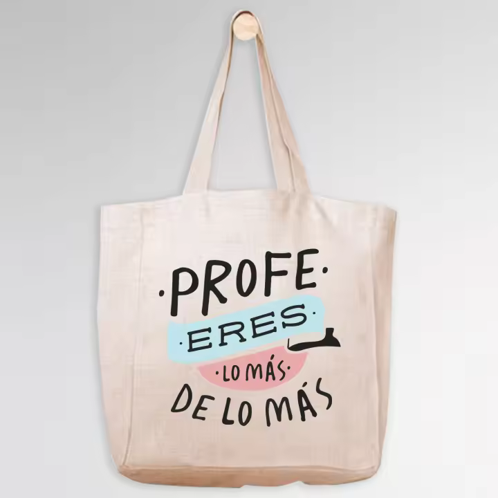 Bolsa Personalizada para Profes 'PROFE ERES LO MÁS' Tote Bag - Regalo Original - Asas Largas - 1