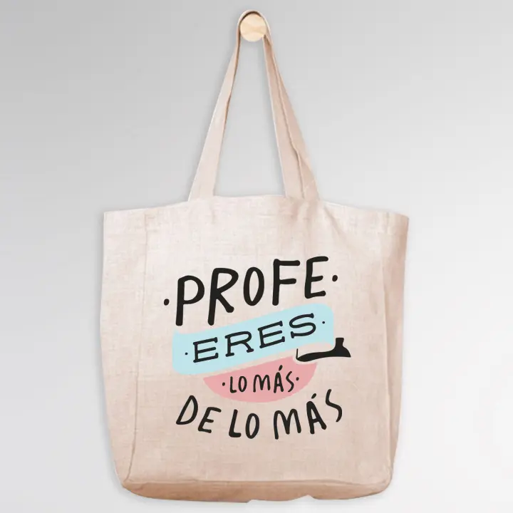 Bolsa Personalizada para Profes 'PROFE ERES LO MÁS' Tote Bag - Regalo Original - Asas Largas - 1