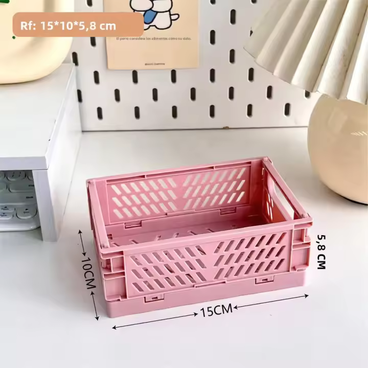 Caja De Almacenamiento Plegable Para Escritorio S/M Organizador Multifuncional De Juguetes Y Accesorios Bebé Caja De Maquillaje Y Papelería Portátil Ecológico Material Plástico - 1