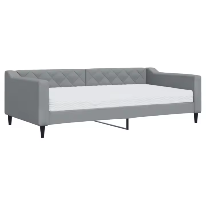 vidaXL Sofá cama con colchón tela gris claro 100x200 cm - 1