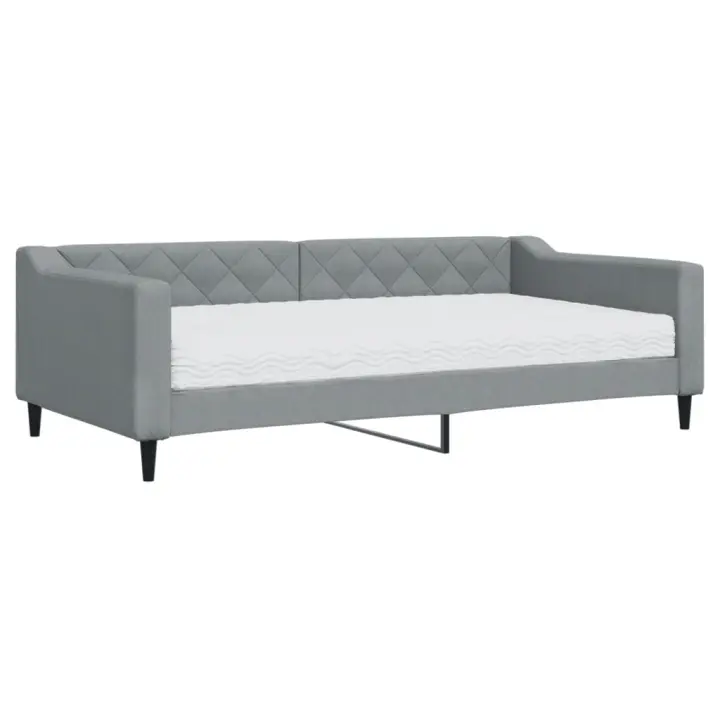 vidaXL Sofá cama con colchón tela gris claro 100x200 cm - 1