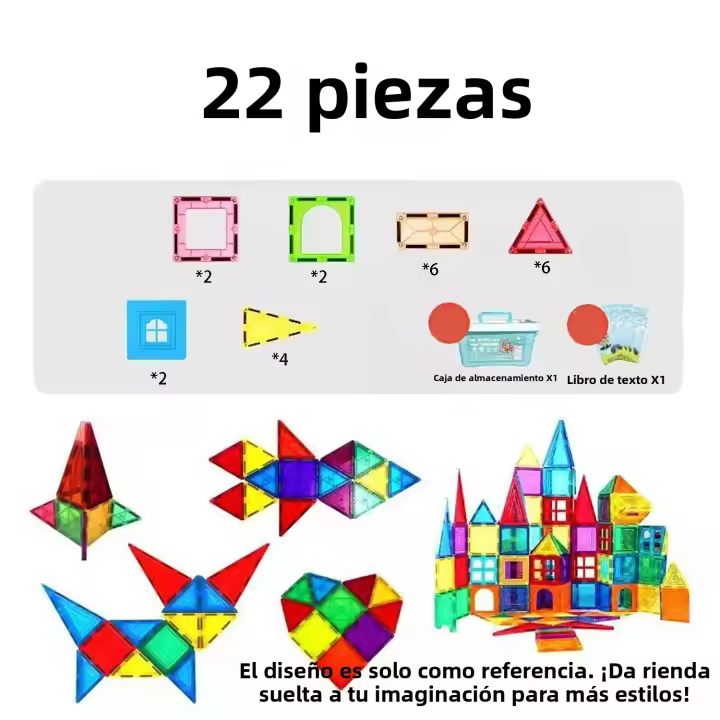 Juguetes Magnéticos De Construcción Para Niños Y Adultos 22 Piezas Grandes Bloques De Ventana Colores Juego Interactivo De Castillo DIY - 1