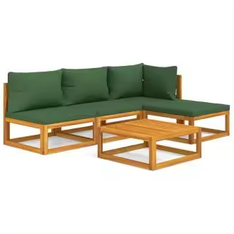 VIDAXL 3155309 set de sofás y reposapiés para jardín de 5 piezas fabricado en madera de acacia con cojines color verde vida xl - 1