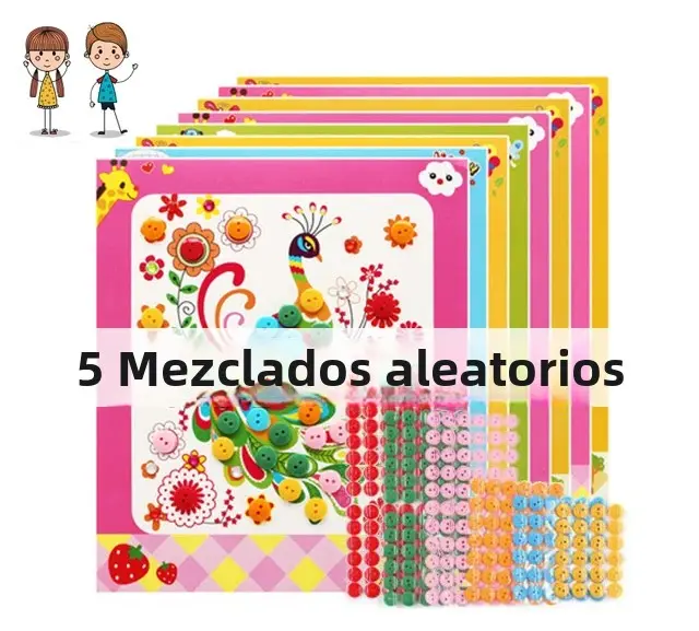 8Pcs/5pcs Juguetes De Dibujo Para Niños Con Parches De Botones DIY Juguete Educativo Manual Para Clase De Arte Temprano - 1