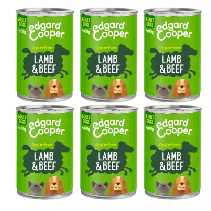 Comida humeda EDGARD & COOPER para perros ADULT Cordero y Ternera 6 x 400 gr - 1