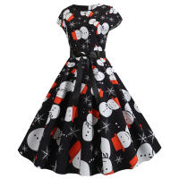 Vestido Midi Vintage Elegante Para Fiesta De Navidad Mujer Con Cintura Alta Manga Corta Vestido De Promoción Jurk Robe - details 33