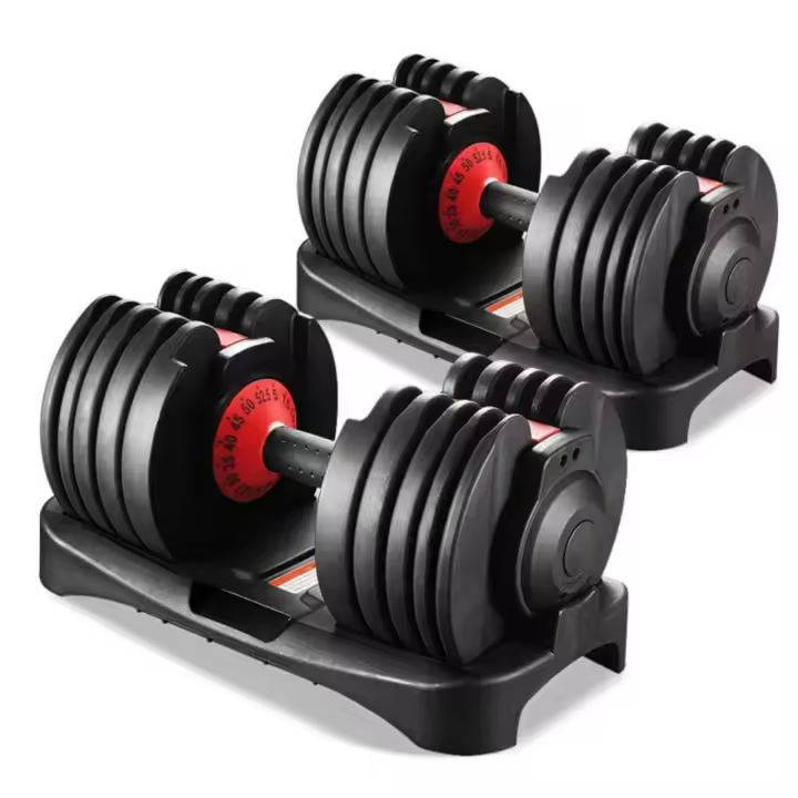 48kg Mancuerna Ajustable,Pesas y Mancuernas,Mancuernas Cortas Ajustables,15 Niveles de Peso,Ajuste Rápido Ajuste Con Una Sola Pulsación,Juego de Mancuernas con Discos de Pesas - 1
