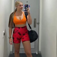 Shorts De Yoga Para Mujer Con Estampado De Tie-Dye High Elasticidad Shorts Deportivos Push up Para Gimnasio Correr Y Fitness Leggings Cortos Sin Costuras De Nylon - details 27
