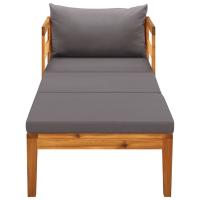 vidaXL Tumbona con cojines madera maciza de acacia Blanco crema, Gris oscuro, Conjunto Terraza Muebles Jardín Exterior Juego de Muebles de jardín Mueble Jardín Exterior Muebles de Salon Exterior - details 0