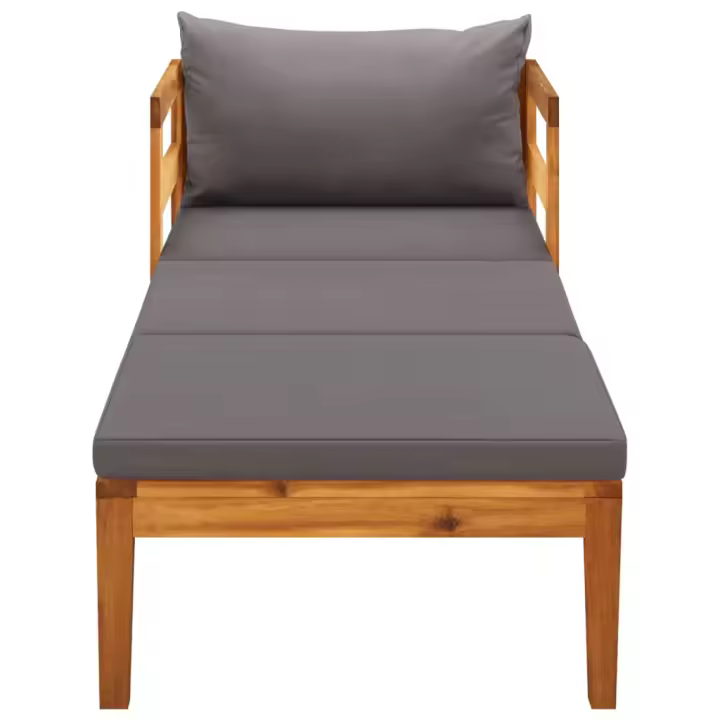 vidaXL Tumbona con cojines madera maciza de acacia Blanco crema, Gris oscuro, Conjunto Terraza Muebles Jardín Exterior Juego de Muebles de jardín Mueble Jardín Exterior Muebles de Salon Exterior - 1