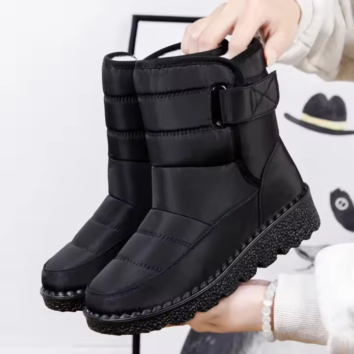 Botas De Invierno Para Mujer Antideslizantes Impermeables Con Plataforma Moda Botines De Piel De Oveja Llena Medio Tacón Botas De Mujer - 1