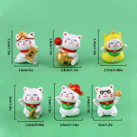 6pcs Estatua De Gato Chino Mini Decoración De Escritorio Para Dormitorio Y Sala De Estar Adorno De Hogar Material PVC - details 0